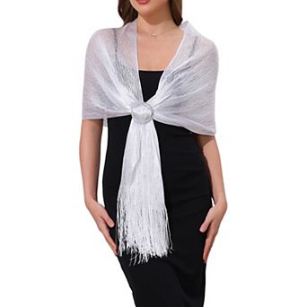 Women's Shawls and Wraps Sparkly Shiny Shimmer Dressy with Buckle