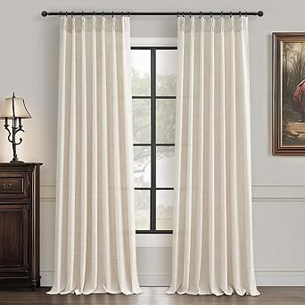 Great Ambitions 96" Pinch Pleated Linen Curtains - Light Filtering Boho Drapes with Hooks & Rings