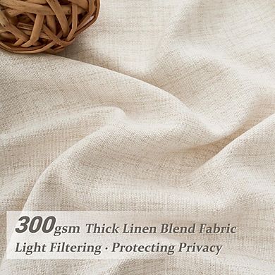 Great Ambitions 96" Pinch Pleated Linen Curtains - Light Filtering Boho Drapes with Hooks & Rings