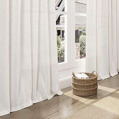 Great Ambitions 96" Ivory Linen Curtains - Semi Sheer Light Filtering Back Tab, 2 Panels