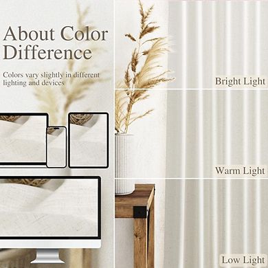 Great Ambitions 96" Ivory Linen Curtains - Semi Sheer Light Filtering Back Tab, 2 Panels