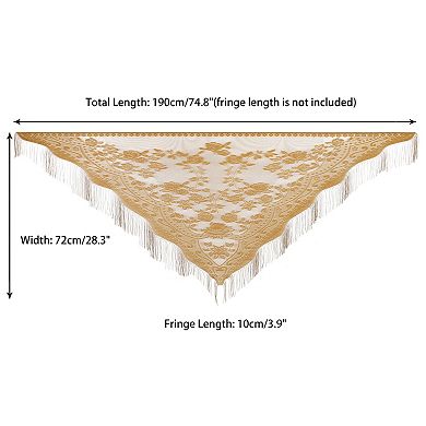 Lace Mesh Fringe Triangle Scarves for Women with Tassels Wedding Formal Party