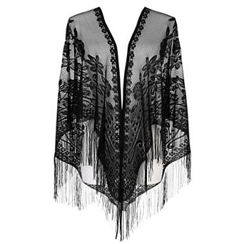 Lace Mesh Fringe Triangle Scarves for Women with Tassels Wedding Formal Party