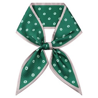 Women's Contrast Color Floral Printed Scarves Satin Silky Ribbon Hair Band Neck Scarf