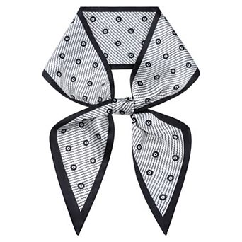 Women's Contrast Color Floral Printed Scarves Satin Silky Ribbon Hair Band Neck Scarf