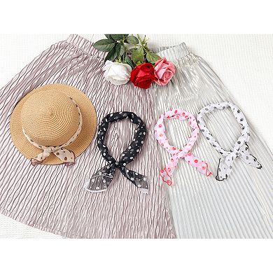 Women's Polka Dots Chiffon Small Square Scarf Lightweight Ruffle Scarves Neckerchief
