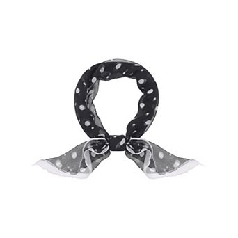 Women's Polka Dots Chiffon Small Square Scarf Lightweight Ruffle Scarves Neckerchief