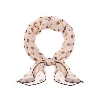Women's Polka Dots Chiffon Small Square Scarf Lightweight Ruffle Scarves Neckerchief