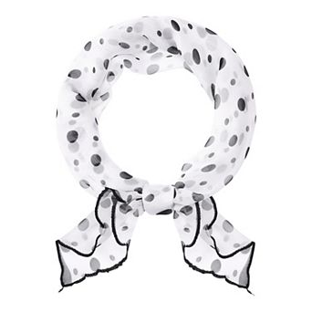 Women's Polka Dots Chiffon Small Square Scarf Lightweight Ruffle Scarves Neckerchief