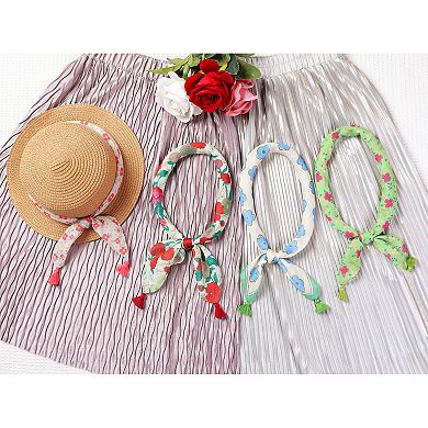 Women's Floral Printed Square Scarf 60x60cm with Tassels