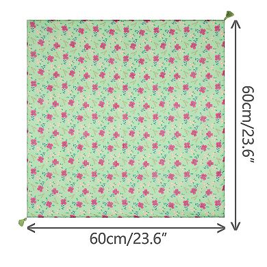 Women's Floral Printed Square Scarf 60x60cm with Tassels