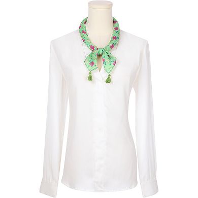 Women's Floral Printed Square Scarf 60x60cm with Tassels