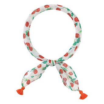 Women's Floral Printed Square Scarf 60x60cm with Tassels