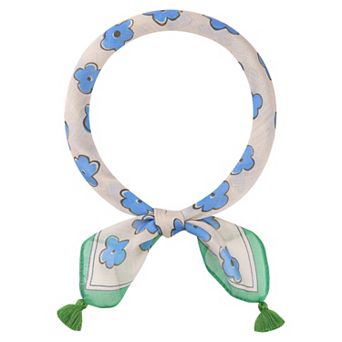 Women's Floral Printed Square Scarf 60x60cm with Tassels