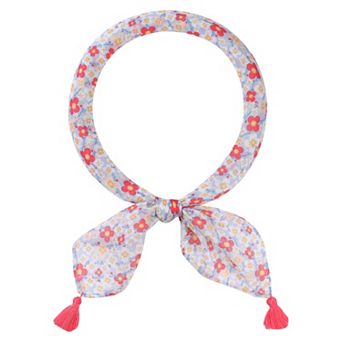 Women's Floral Printed Square Scarf 60x60cm with Tassels