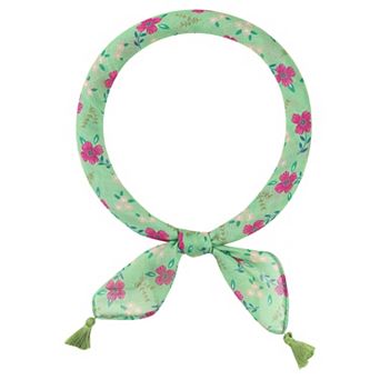 Women's Floral Printed Square Scarf 60x60cm with Tassels