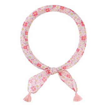 Women's Floral Printed Square Scarf 60x60cm with Tassels