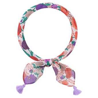 Women's Floral Printed Square Scarf 60x60cm with Tassels