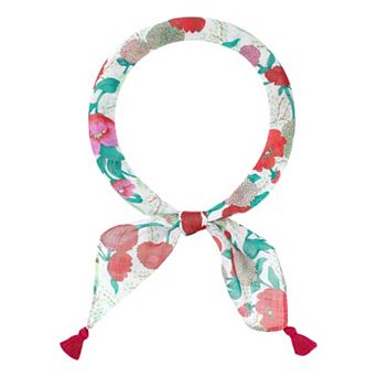 Women's Floral Printed Square Scarf 60x60cm with Tassels