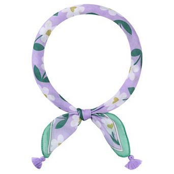 Women's Floral Printed Square Scarf 60x60cm with Tassels