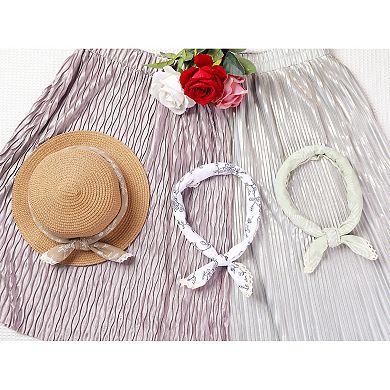 Women's Floral Printed Scarves with Lace Trim Square Headscarf