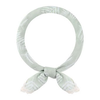 Women's Floral Printed Scarves with Lace Trim Square Headscarf