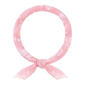 Women's Floral Printed Scarves with Lace Trim Square Headscarf