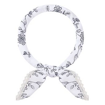 Women's Floral Printed Scarves with Lace Trim Square Headscarf