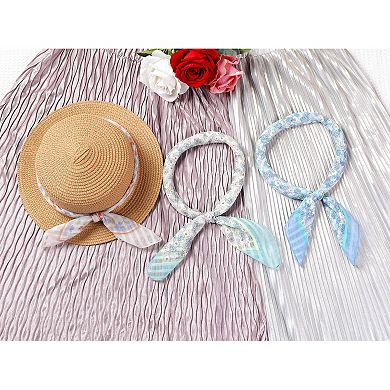 Women's Floral Stripes Printed Square Scarves Flowers Headscarf Neckerchief