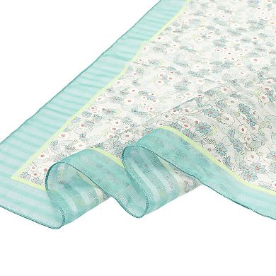 Women's Floral Stripes Printed Square Scarves Flowers Headscarf Neckerchief