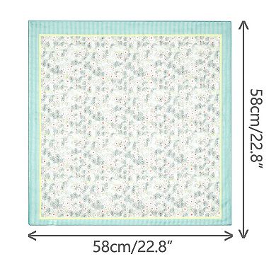 Women's Floral Stripes Printed Square Scarves Flowers Headscarf Neckerchief