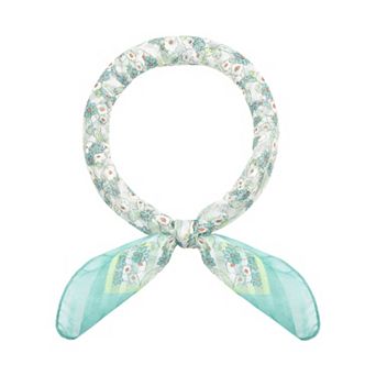 Women's Floral Stripes Printed Square Scarves Flowers Headscarf Neckerchief