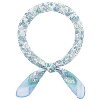 Women's Floral Stripes Printed Square Scarves Flowers Headscarf Neckerchief