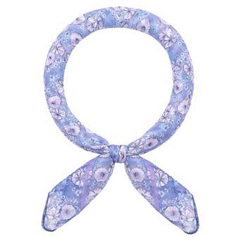 Women's Floral Stripes Printed Square Scarves Flowers Headscarf Neckerchief