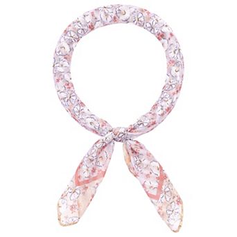 Women's Floral Stripes Printed Square Scarves Flowers Headscarf Neckerchief