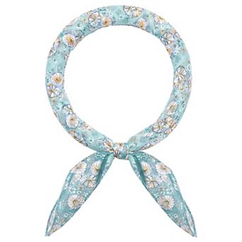 Women's Floral Stripes Printed Square Scarves Flowers Headscarf Neckerchief