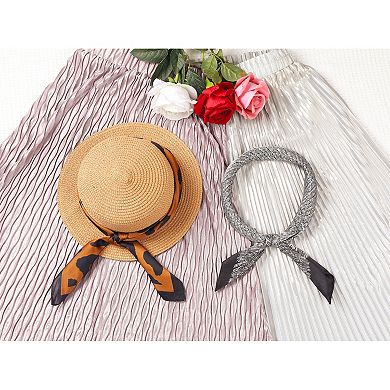 Women's Leopard Printed Satin Square Scarves Retro Silky Neck Scarf Neckerchief