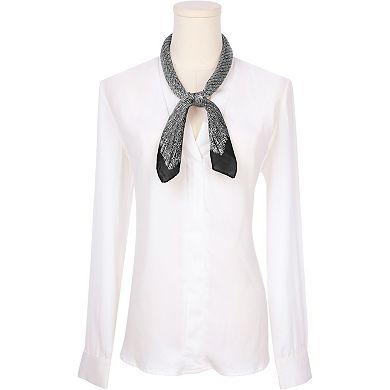 Women's Leopard Printed Satin Square Scarves Retro Silky Neck Scarf Neckerchief