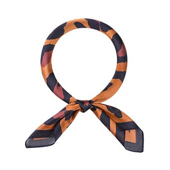 Women's Leopard Printed Satin Square Scarves Retro Silky Neck Scarf Neckerchief
