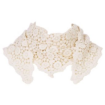 Floral Cotton Crochet Mantilla Scarves Triangle Head Covering for Wedding