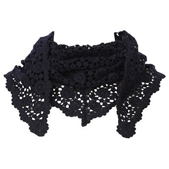 Floral Cotton Crochet Mantilla Scarves Triangle Head Covering for Wedding