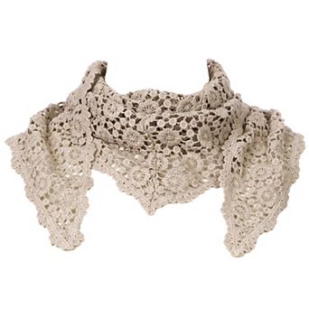 Floral Cotton Crochet Mantilla Scarves Triangle Head Covering for Wedding