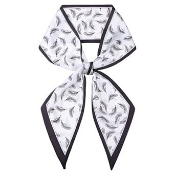 Women's Printed Skinny Long Scarves Satin Silky Neckerchief Ribbon Headband