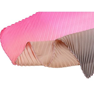 Women's Gradient Color Pleated Satin Scarves Colorful Neck Scarf Neckerchief
