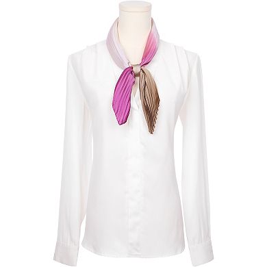 Women's Gradient Color Pleated Satin Scarves Colorful Neck Scarf Neckerchief