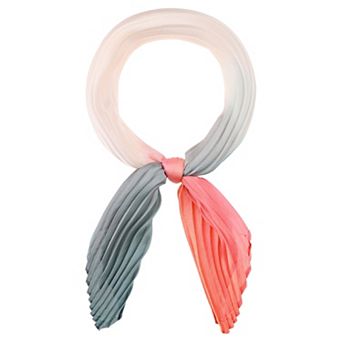 Women's Gradient Color Pleated Satin Scarves Colorful Neck Scarf Neckerchief