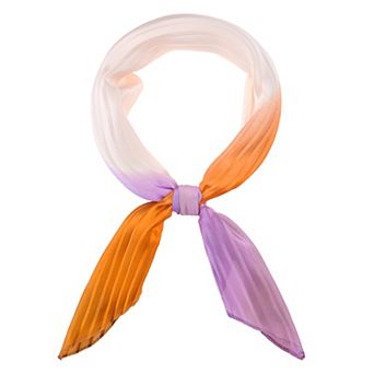 Women's Gradient Color Pleated Satin Scarves Colorful Neck Scarf Neckerchief