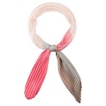 Women's Gradient Color Pleated Satin Scarves Colorful Neck Scarf Neckerchief