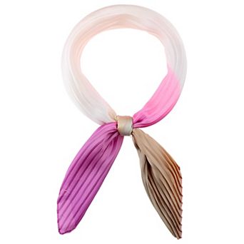 Women's Gradient Color Pleated Satin Scarves Colorful Neck Scarf Neckerchief
