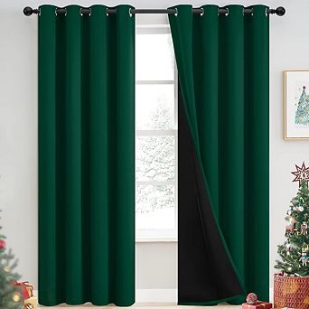 Great Ambitions Emerald Green Blackout Curtains - Thermal Insulated Grommet Panels, 52Wx84L,2 Panels